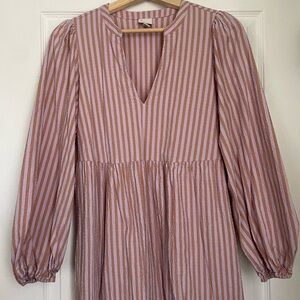 Striped Pink and White Long Sleeve Dress